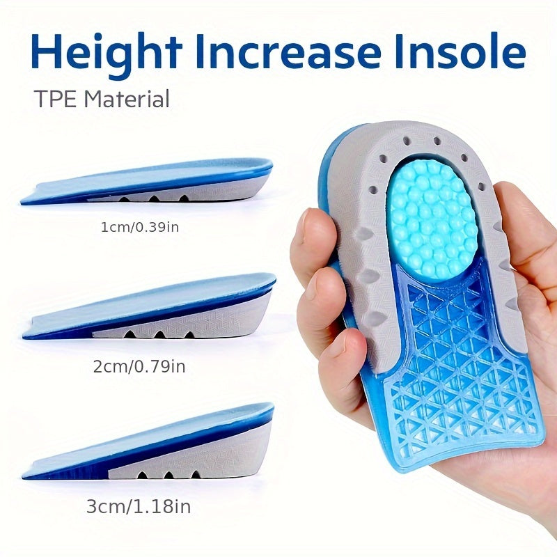 Unisex TPE Heel Lift Insoles 2cm Shock Absorbing Sports and Dress Shoes