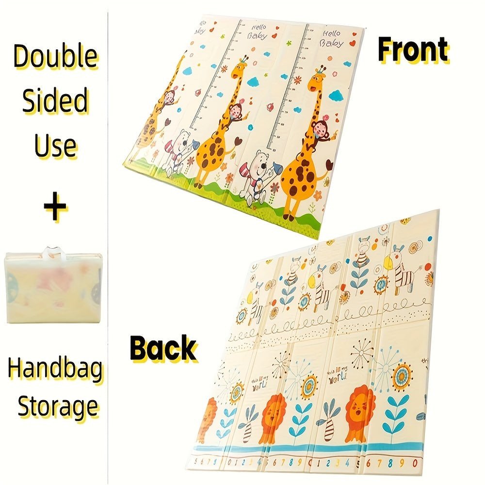 Large Reversible Baby Playmat with Animal and Nature Design Non-Toxic Easy to Clean for Ages 0-3
