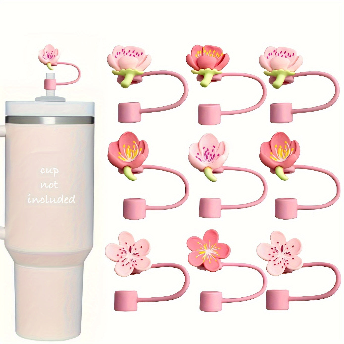 Reusable Silicone Straw Covers Pack of 12 for 30oz and 40oz Tumblers with 9 Regular and 3 Small Tips