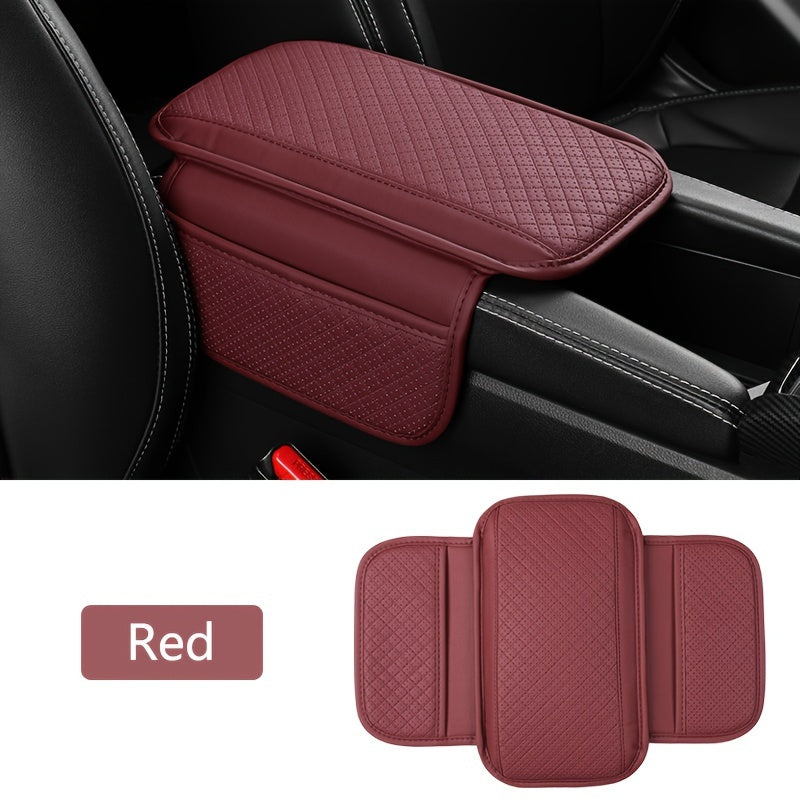 Universal Car Armrest Cushion with Phone Holder PU Leather Center Console Cover