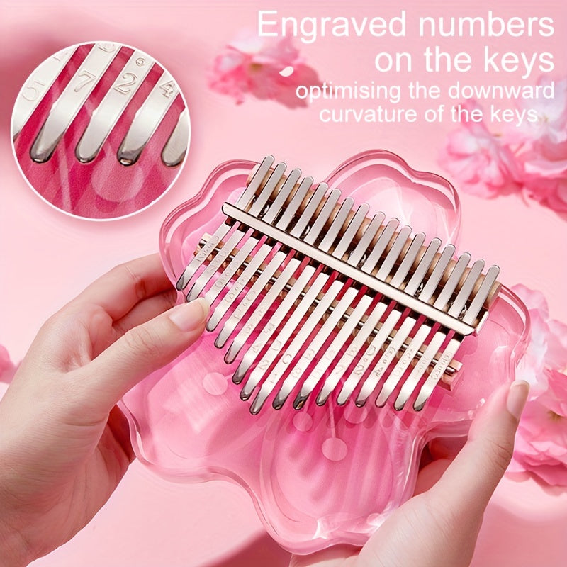 Cherry Blossom Crystal Kalimba 17 or 21 Keys Acrylic Body with Case Included
