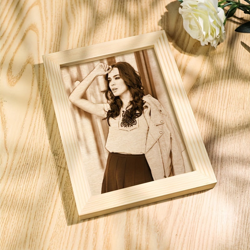 Персонализированная деревянная рамка для фотографий - индивидуально гравированный подарок для пар, юбилеев, свадеб и Дня святого Валентина - домашний декор для возрастной группы 14 лет и старше - одна рамка