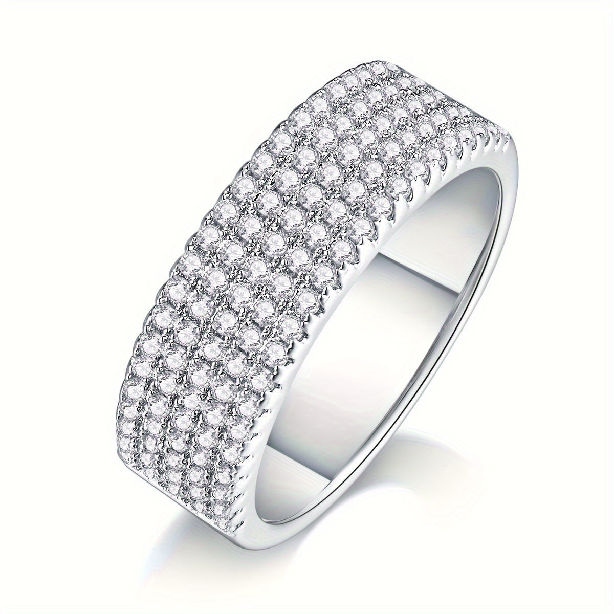 Sterling Silver Moissanite Ring with 0.008 Carat 121 Stones for Weddings and Engagements