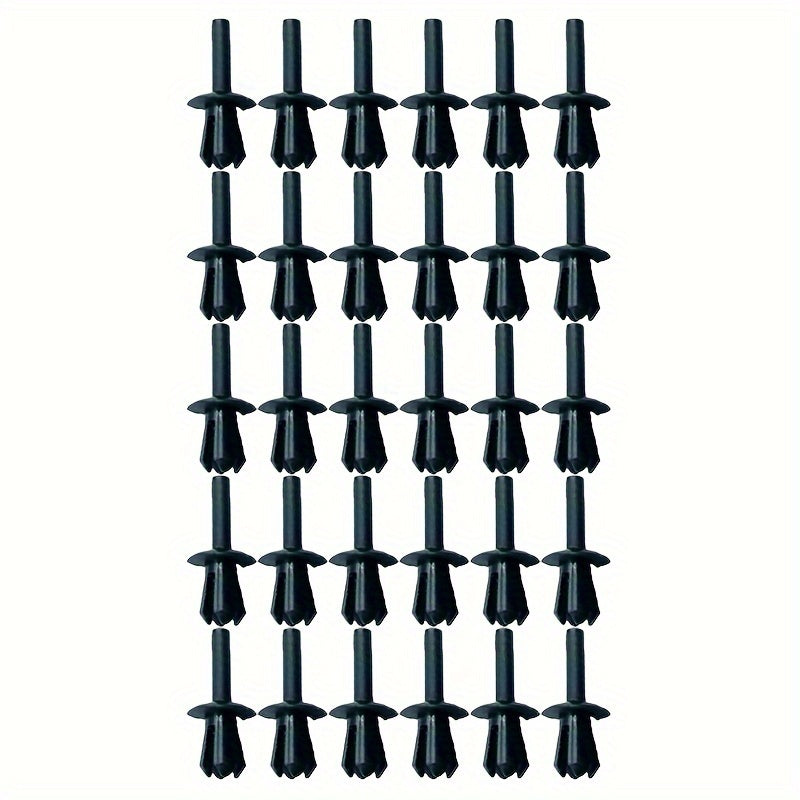 30 piezas de clips de remache de plástico negro para guardabarros para sujetadores de carrocería