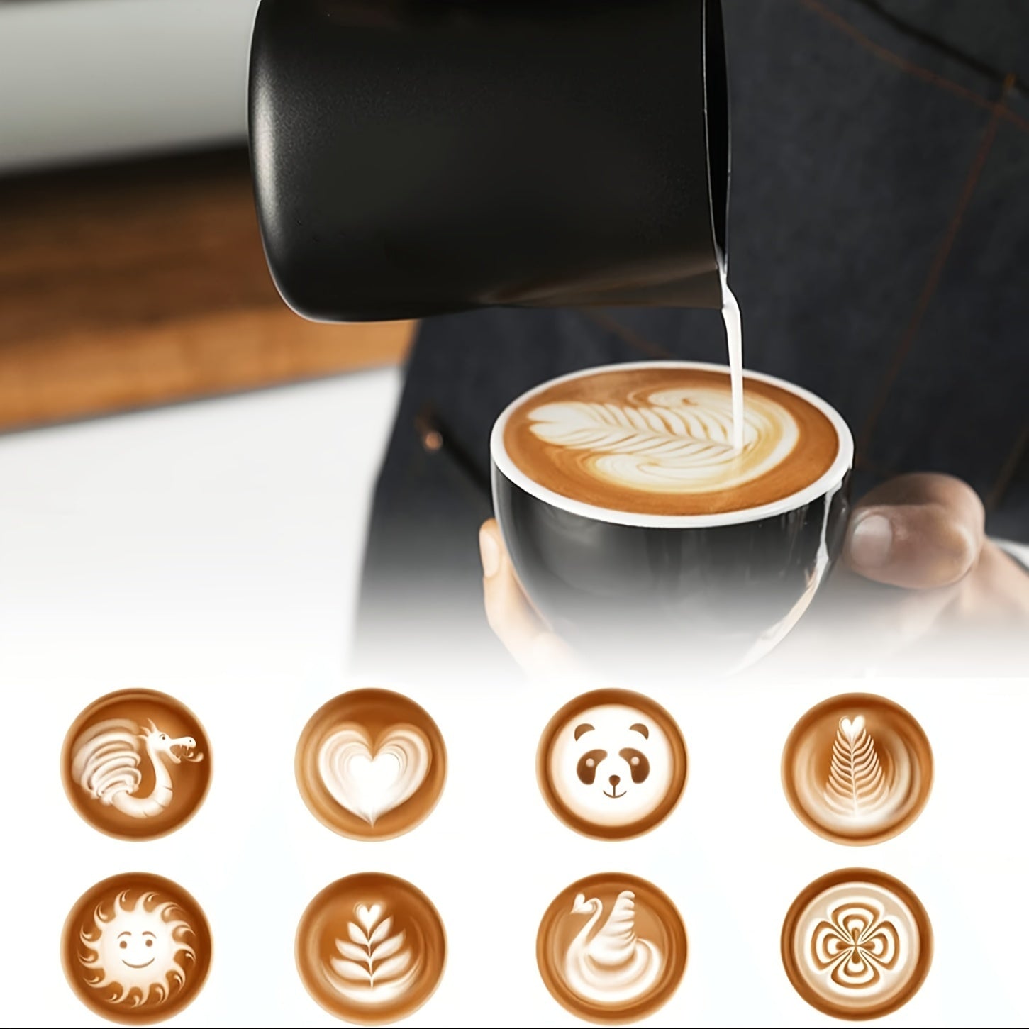 Stainless Steel Milk Frothing Pitcher 12oz 20oz Thickened Coffee Steaming Cup White