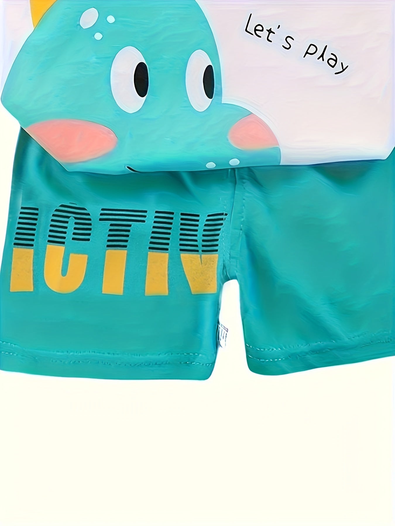 Kids Summer Dinosaur Print Cotton Shorts Set Crew Neck Tank Top and Shorts for Boys