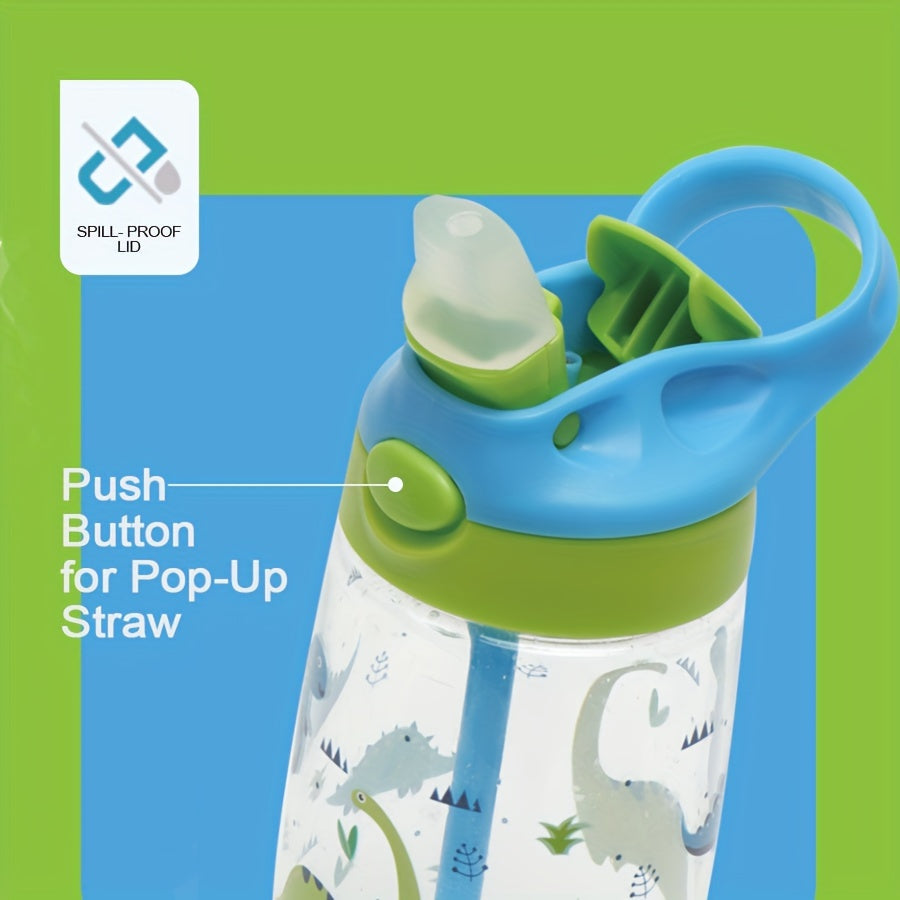 500ml BPA-Free Sports Water Bottle with Straw Leakproof Silicone Nozzle Cartoon Design