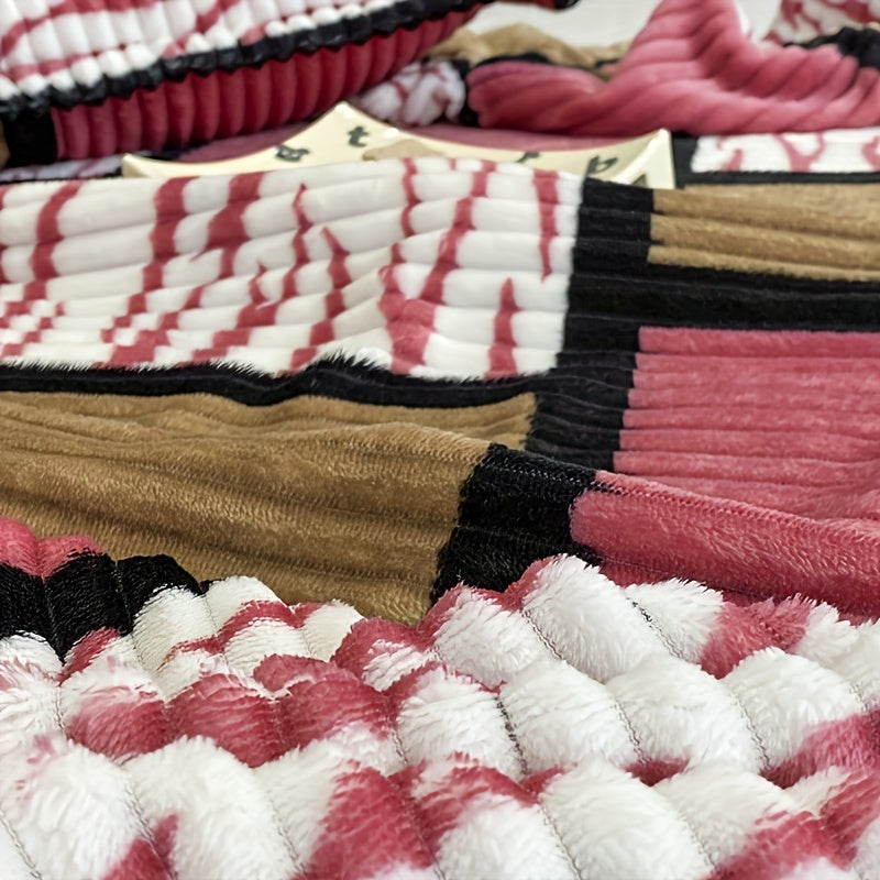 Plaid Throw Blanket Flannel Woven All-Season Machine Washable 100% Polyester