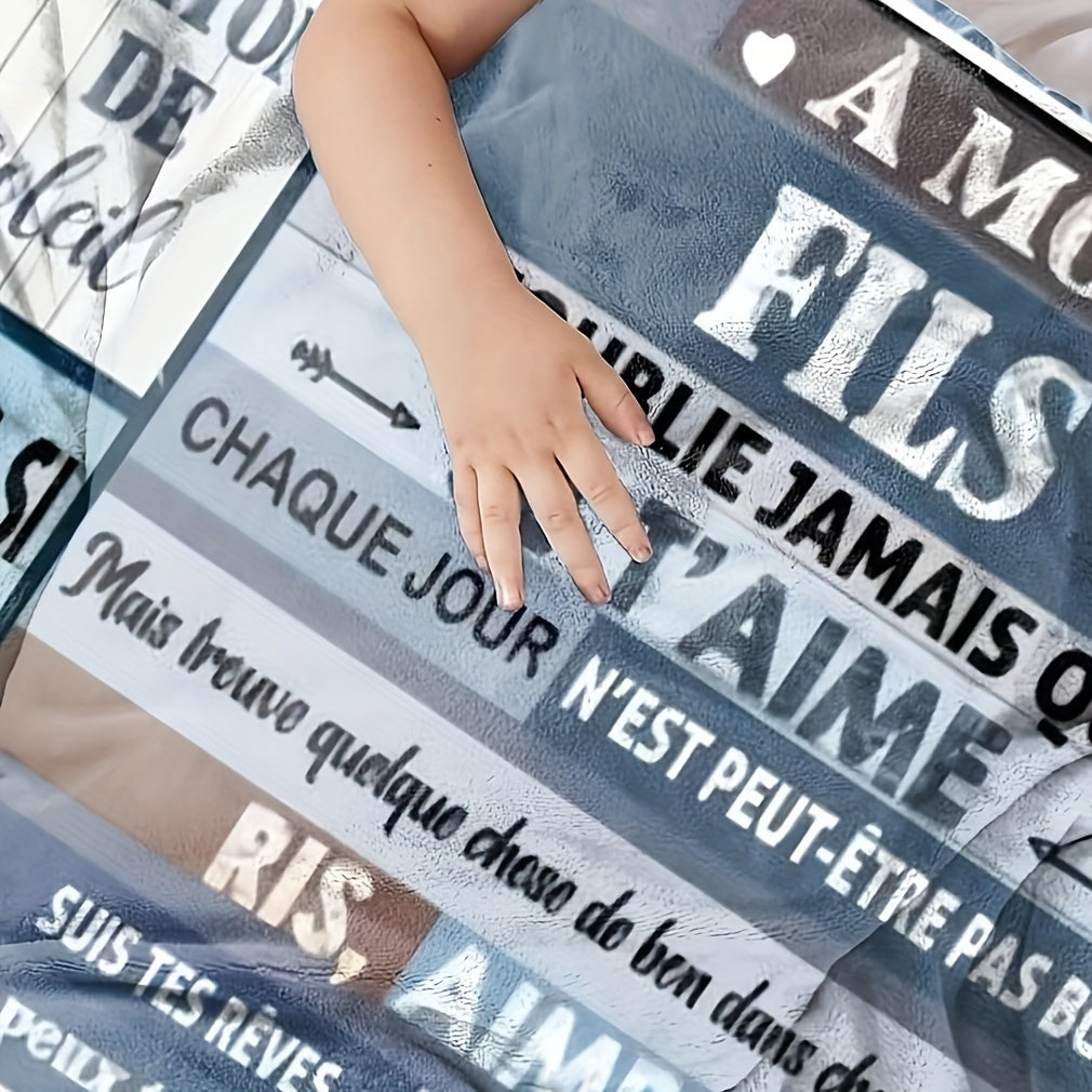 Flannel Throw Blanket Cozy French Style Hypoallergenic Machine Washable for Couch Bed Camping