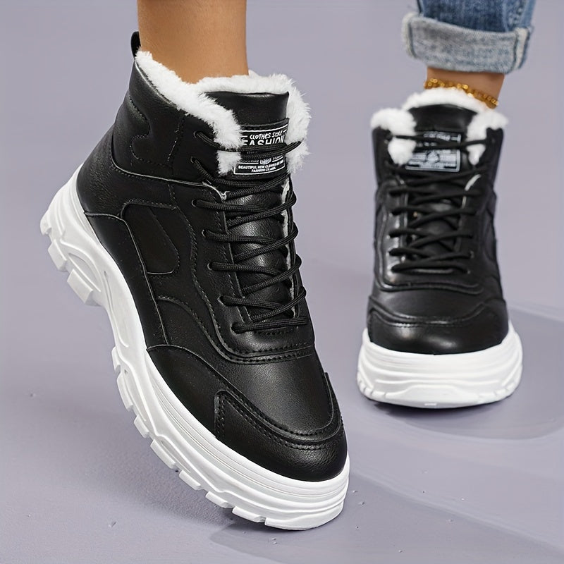 Женские зимние сапоги с флисовой подкладкой, теплые утепленные снегоступы, белые