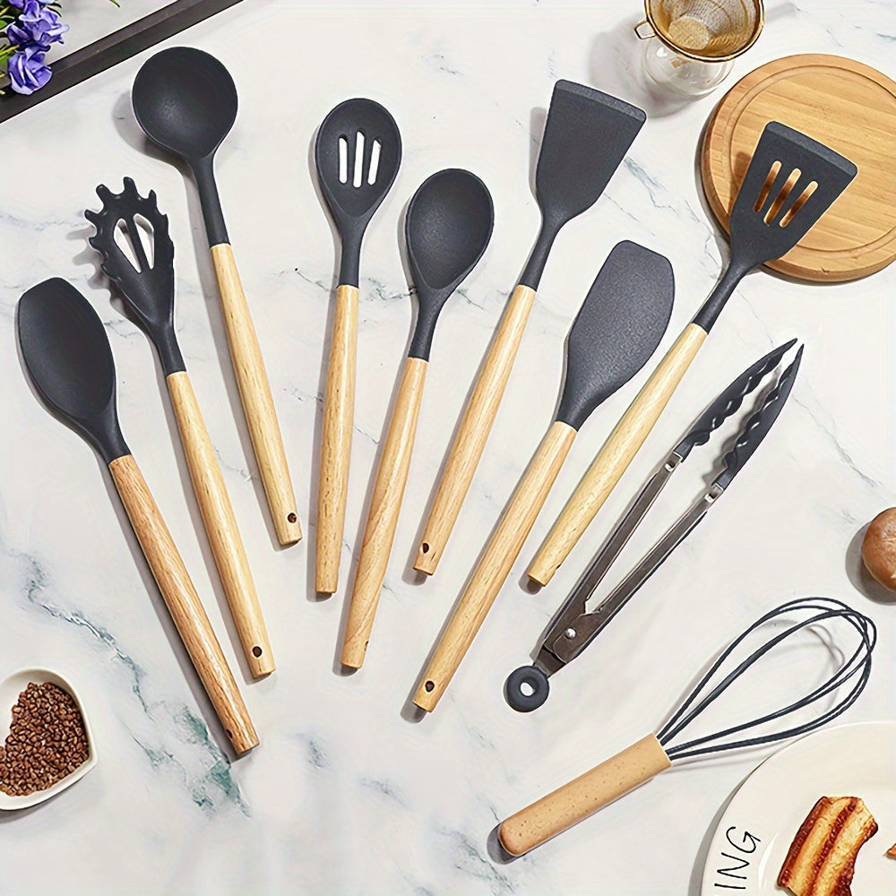 Silicone Kitchen Utensil Set 10 Pieces Heat Resistant Nonstick Cooking Tools