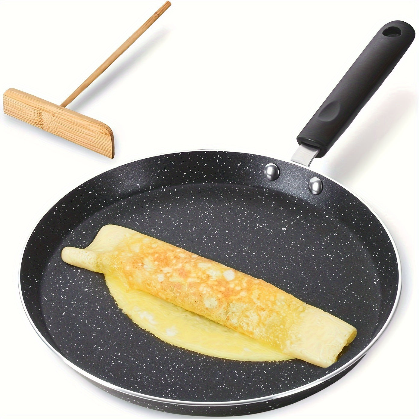 Sartén de aluminio antiadherente para crepes de 10.5 pulgadas con difusor para panqueques, huevos, tortillas