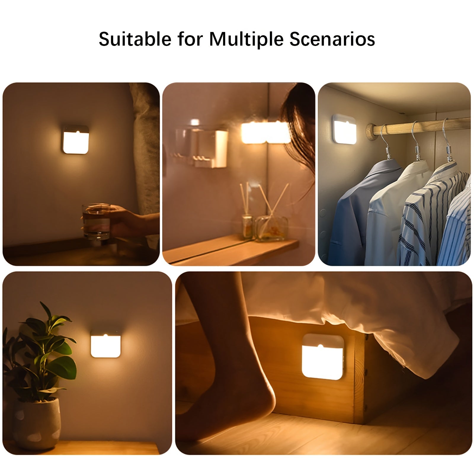 Luz nocturna con sensor de movimiento LED con 3 modos de iluminación, recargable por USB-C, lámpara de pared interior