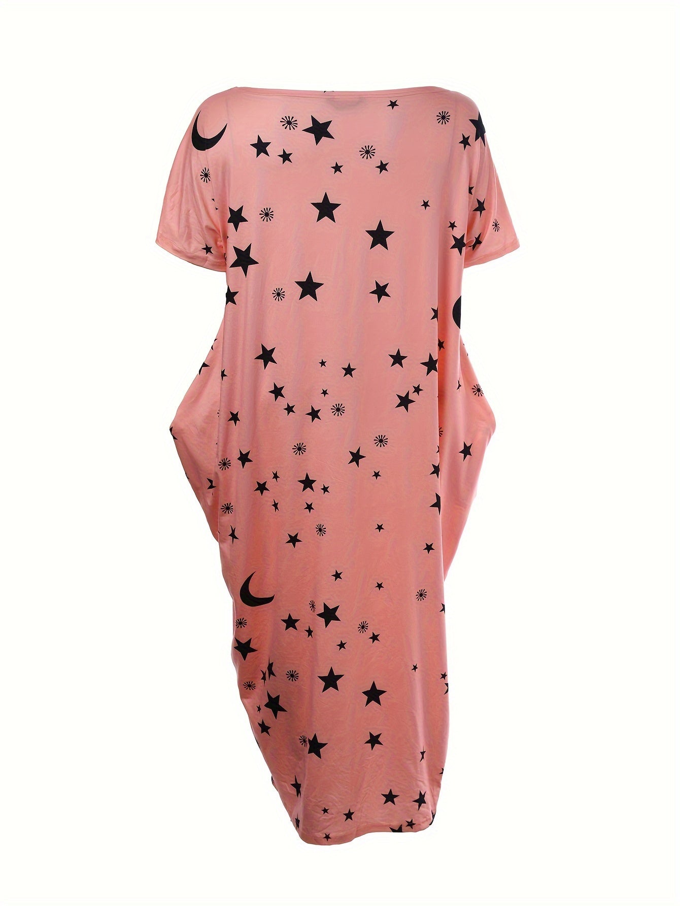 Women's Lounge Dress Plus Size Tie Dye Butterfly Heart Print One Shoulder Sleep Dress With Pockets