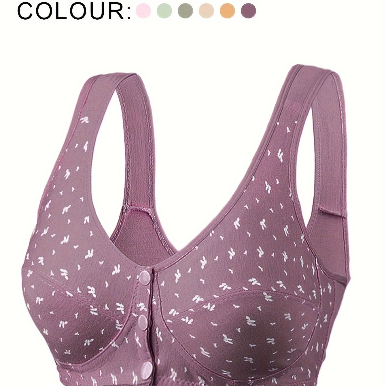 Wireless Breathable Bra with Random Print, Front-Opening Vest Style for Women