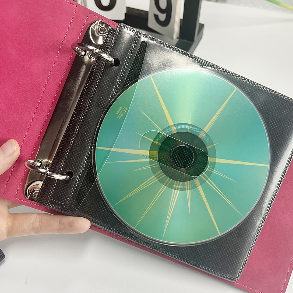 Vintage Style CD DVD Storage Book with 20 Pockets, Durable PU, Organizes Discs and Vinyl