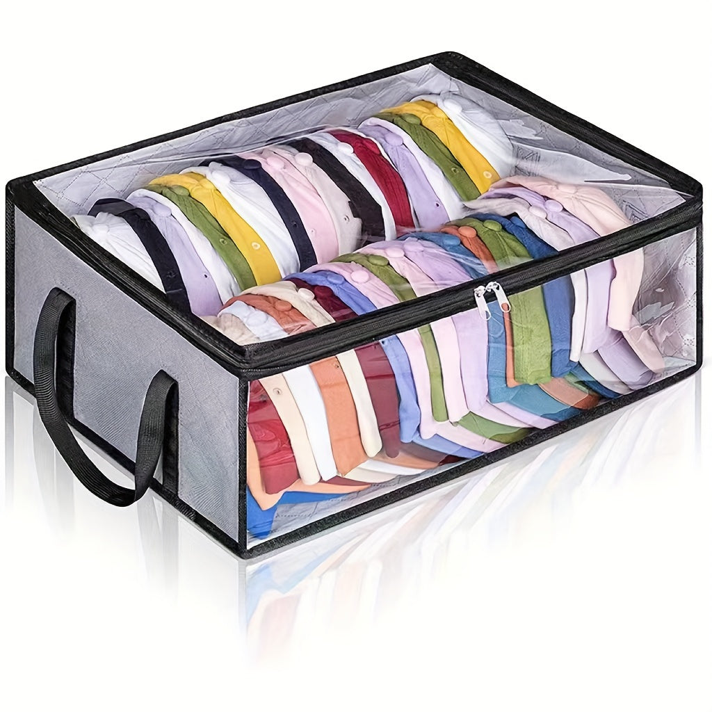 2 Pieces Hat Storage Dust Bags Foldable Organizer with Transparent Lid and Windows
