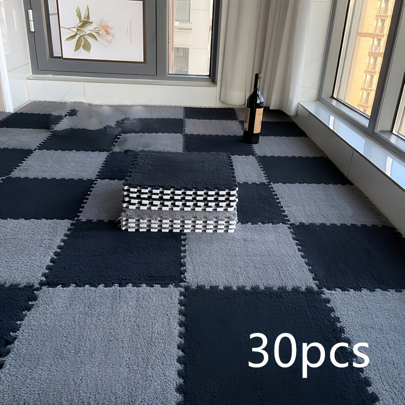 Interlocking Puzzle Carpet Tiles 30 Pack Low Pile Washable Indoor Bedroom Noise Reduction