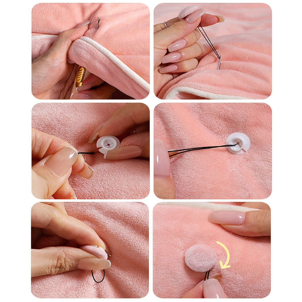 8 ta sozlanadigan qulaylik kliplaridan iborat to'plam, ignalar kerak emas, izsiz yostiq ushlagichlar