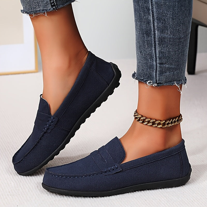 Women’s Faux Cover Loafers Slip-On Flats Round Toe Comfortable All-Season