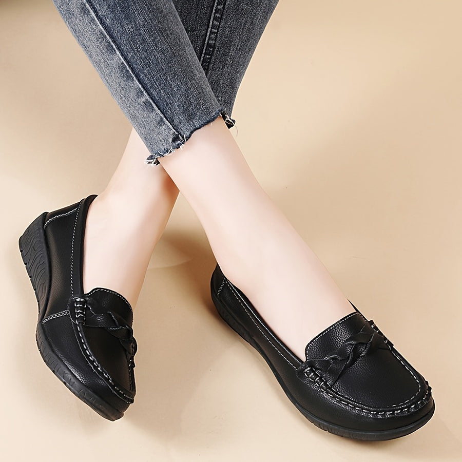 Women's Flat Loafers Slip-On Walking Shoes Soft Sole Rubber Sole
