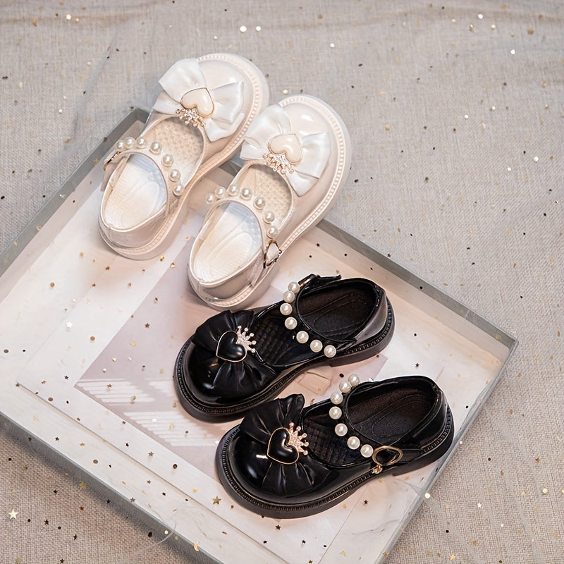 Girls' Microfiber Leather Princess Shoes with Heart Pattern for Autumn and Winter