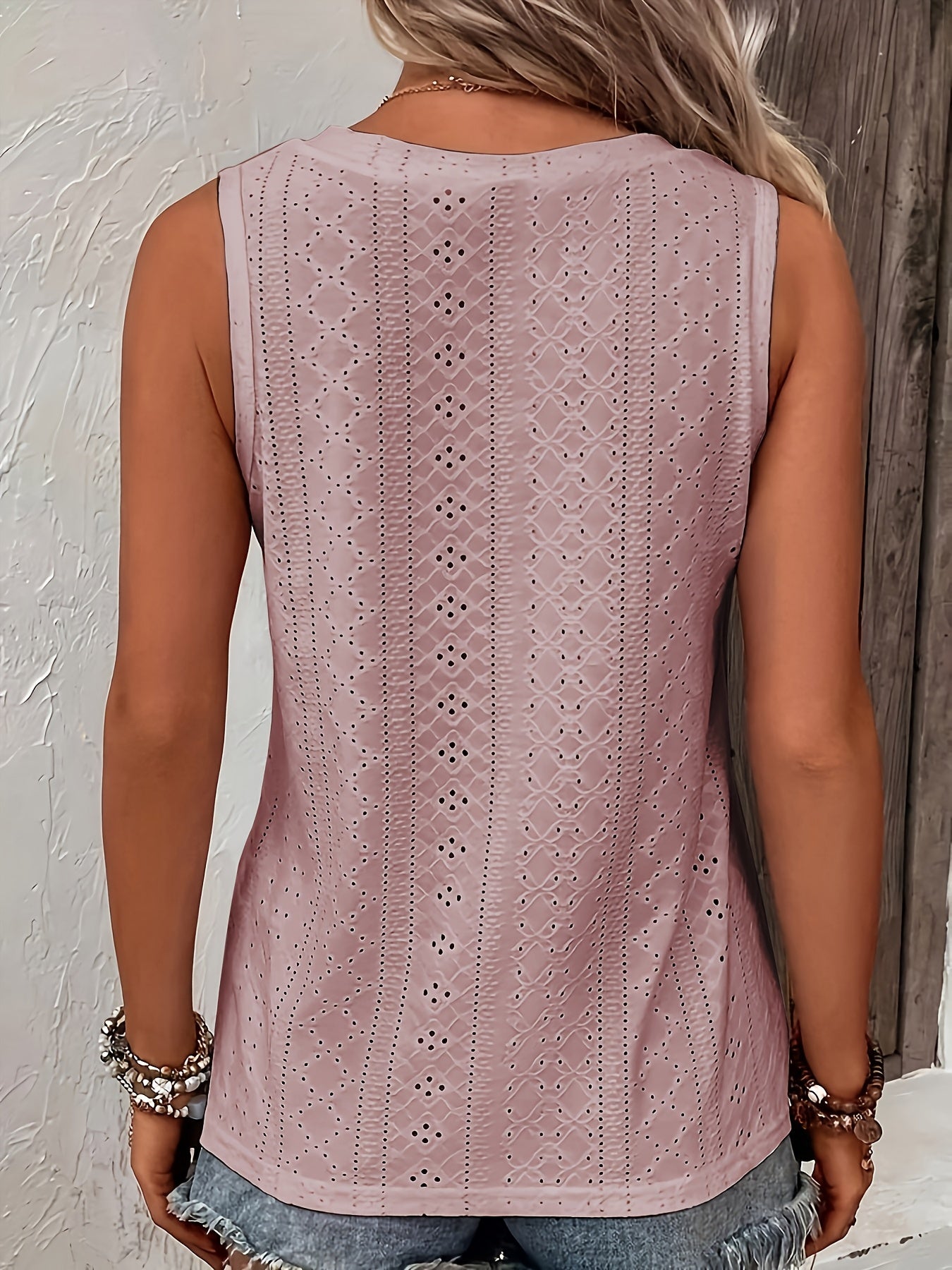 Women's Plus Size V-Neck Knit Vest Summer Solid Color Button Detail