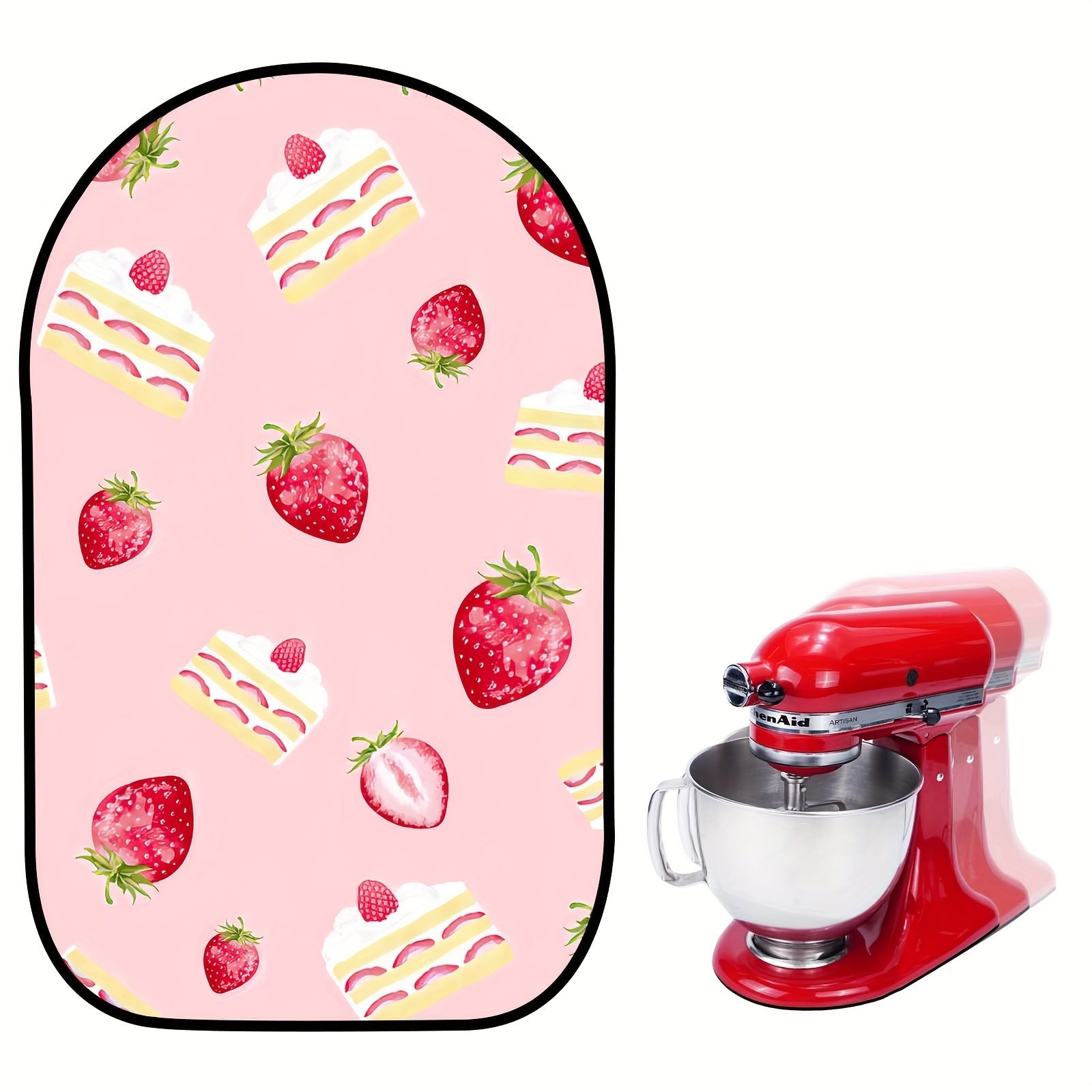 Non-Slip Silicone Mixer Mat for 4.5/5 Quart Tilt-Head Mixers Strawberry Cake Design