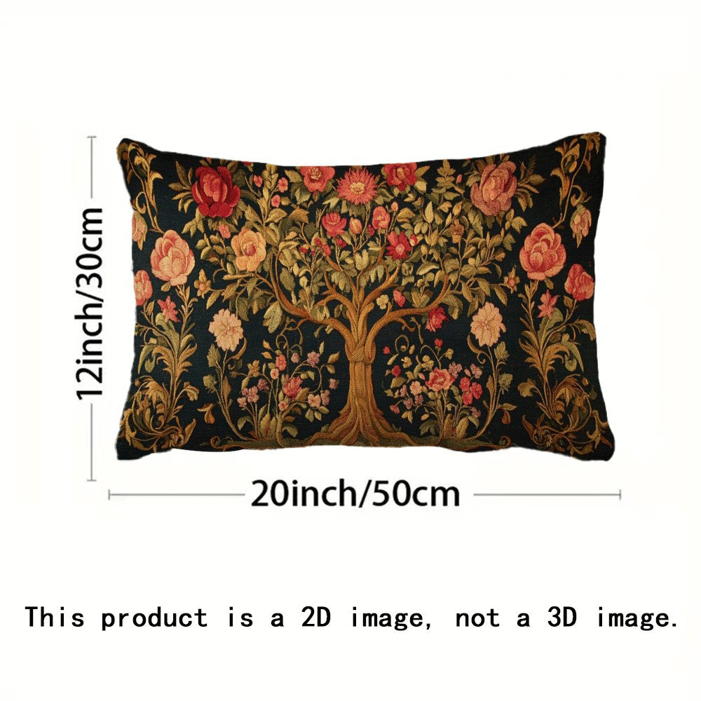 Decorative Velvet Pillow Cover 50.8x30.48cm Tree of Life Design Machine Washable