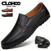 Men's Split Cow Leather Loafer Shoes with Rubber Sole for Office Casual Wear