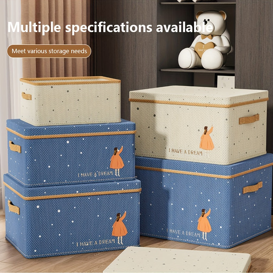 Foldable Fabric Storage Box with Lid for Clothes Toys and Home Organization