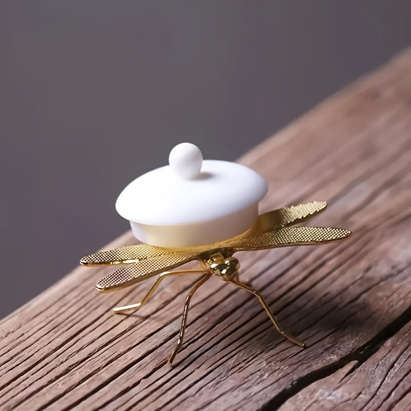 Figurita de metal de libélula dorada para decorar escritorio y sala de estar