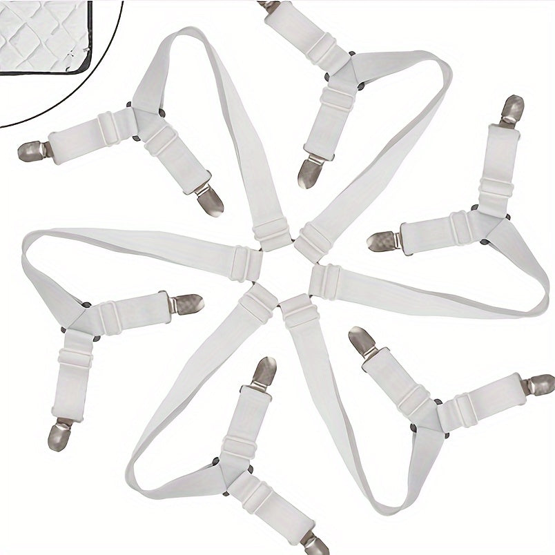 Durable Nylon Bed Sheet Holder with 12-Clip Adjustable Fasteners Non-Slip Elastic Bands