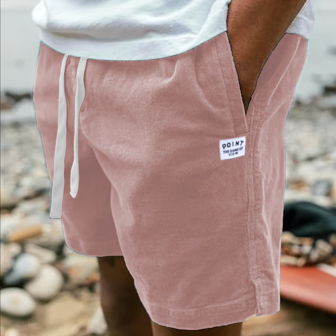 Men's Cotton Corduroy Shorts with Pockets and Drawstring for Summer Casual