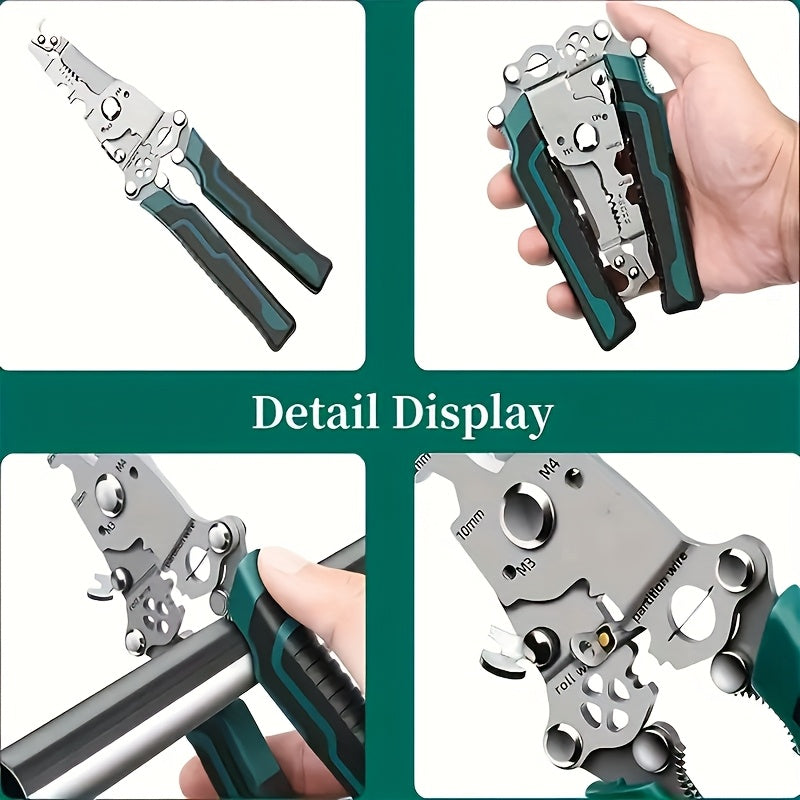 Multifunctional Foldable Wire Stripper Cutter with Hook Knife Screwdriver and Wrench