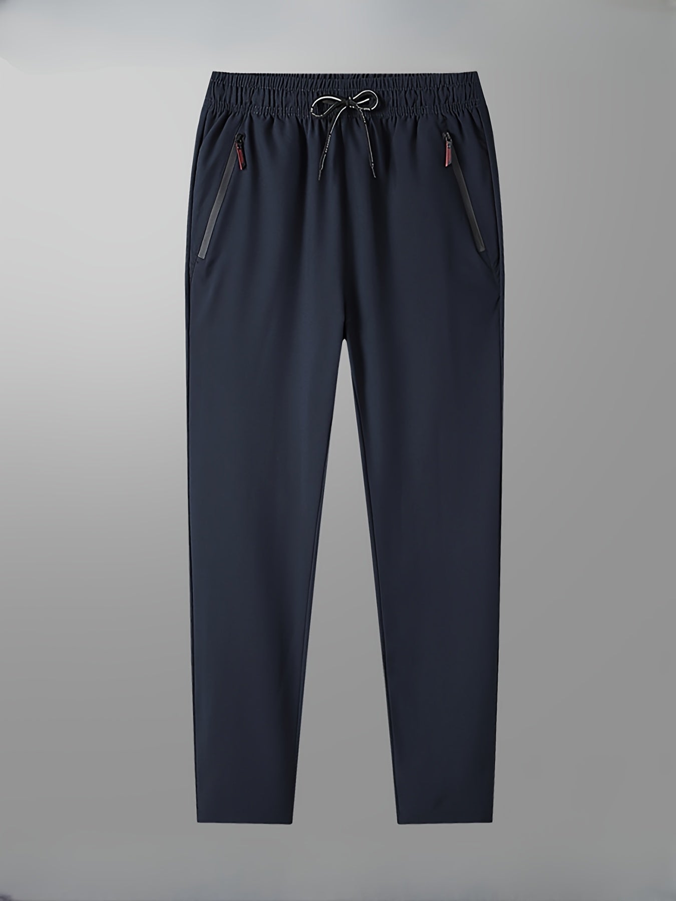 Pantalones jogger de poliéster azul marino y negro para hombre con bolsillos con cremallera, talla grande, primavera y verano