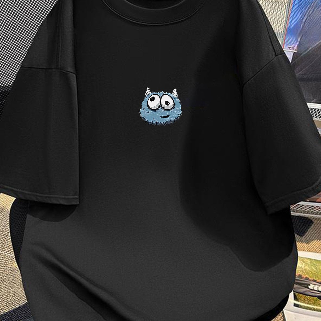 Мужская черная футболка с коротким рукавом и графикой синзорога, хлопковая, повседневная, свободного кроя