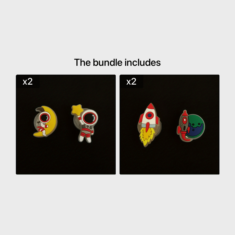 2-Pack Glow-in-The-Dark PVC Astronaut LED Charms for Clogs and Sandals