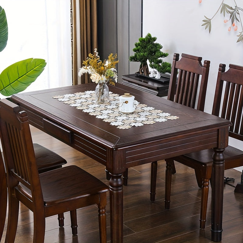 Sunflower Lace Table Runner Woven Polyester Dual-Tone for Dining Room Decor