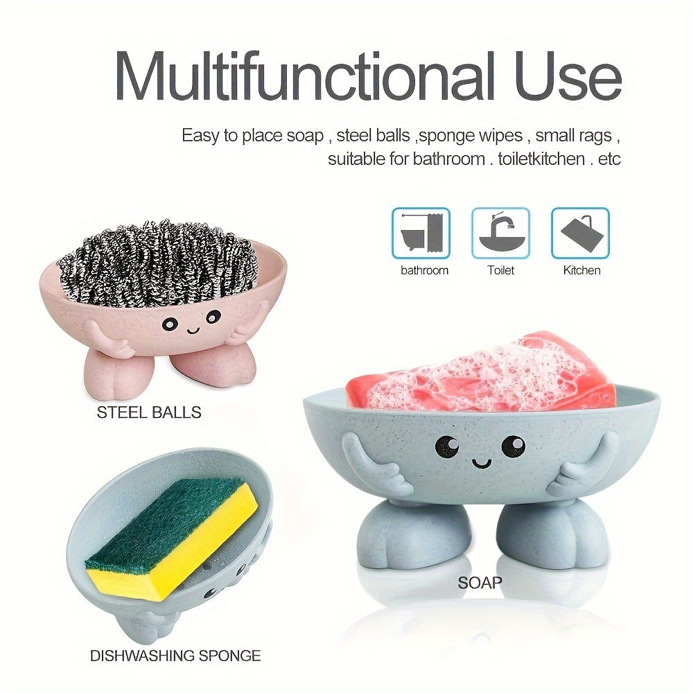 Plastic Cartoon Soap Dish with Drainage for Bathroom Multifunctional Storage