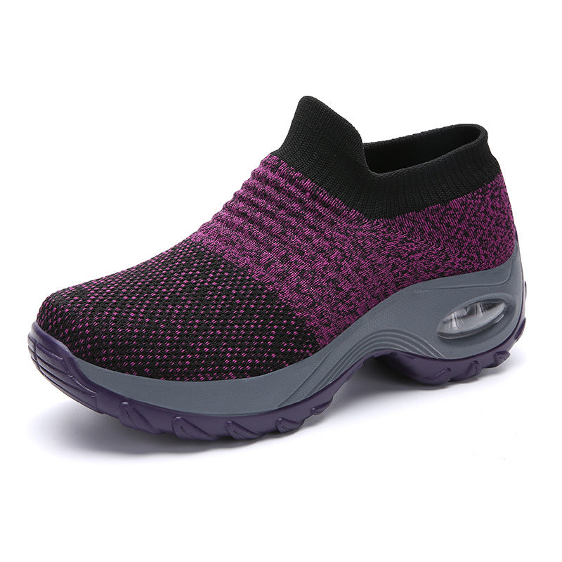 Zapatillas de media caña transpirables para mujer con amortiguación de aire, color sólido, para todas las estaciones