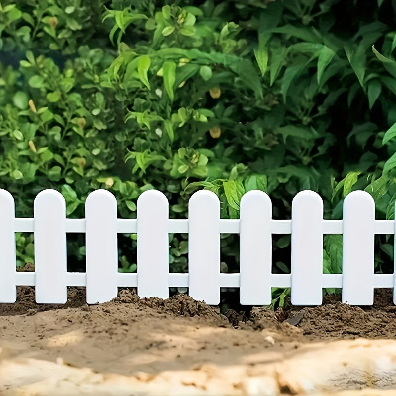 White PVC Plastic Decorative Fence 5-Pack for Garden and Yard Edging