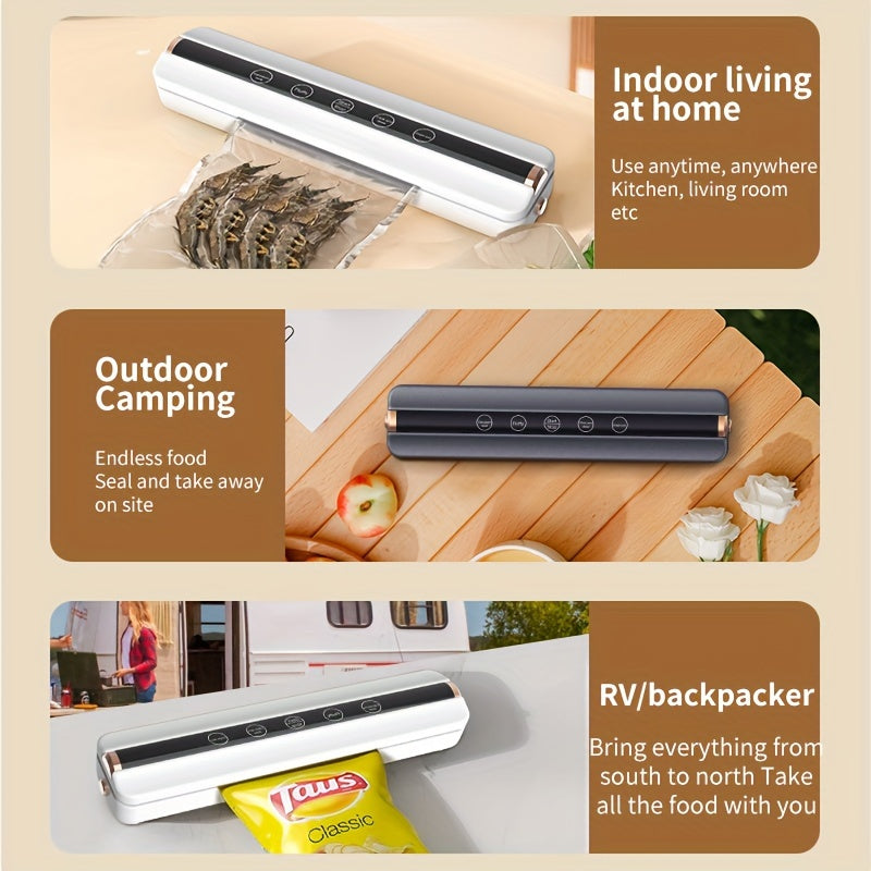 Automatic food vacuum sealer with USB rechargeable lithium battery for freshness preservation