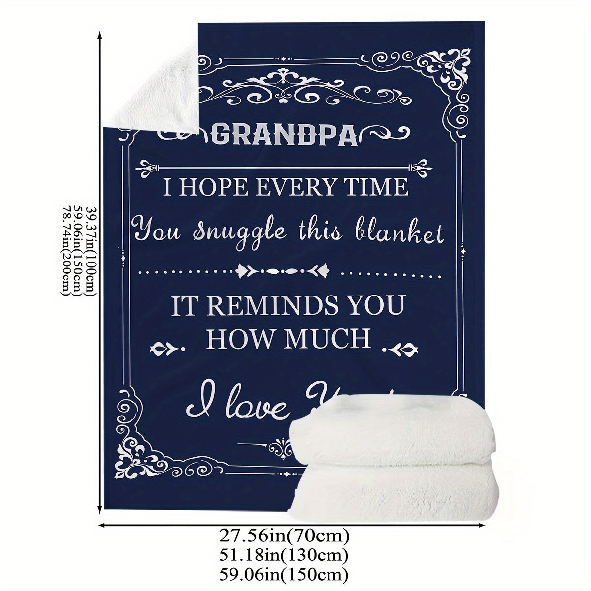 Fleece Blanket for Adults with Grandpa Theme 200-250g Polyester Digital Print Easy Care