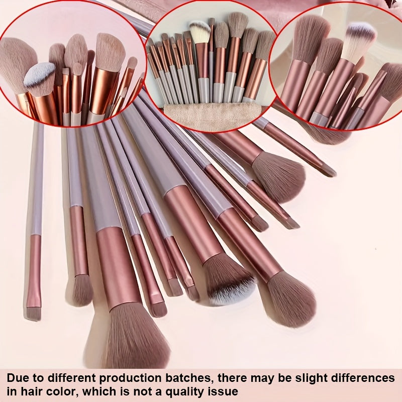 13-Piece Professional Makeup Brush Set with Hypoallergenic Nylon Bristles and ABS Plastic Handles