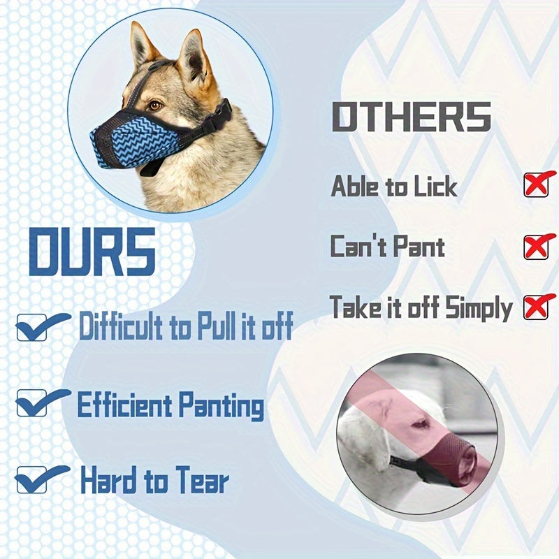 Reflective Nylon Dog Muzzle for Small Medium Large Dogs Blue Black Adjustable