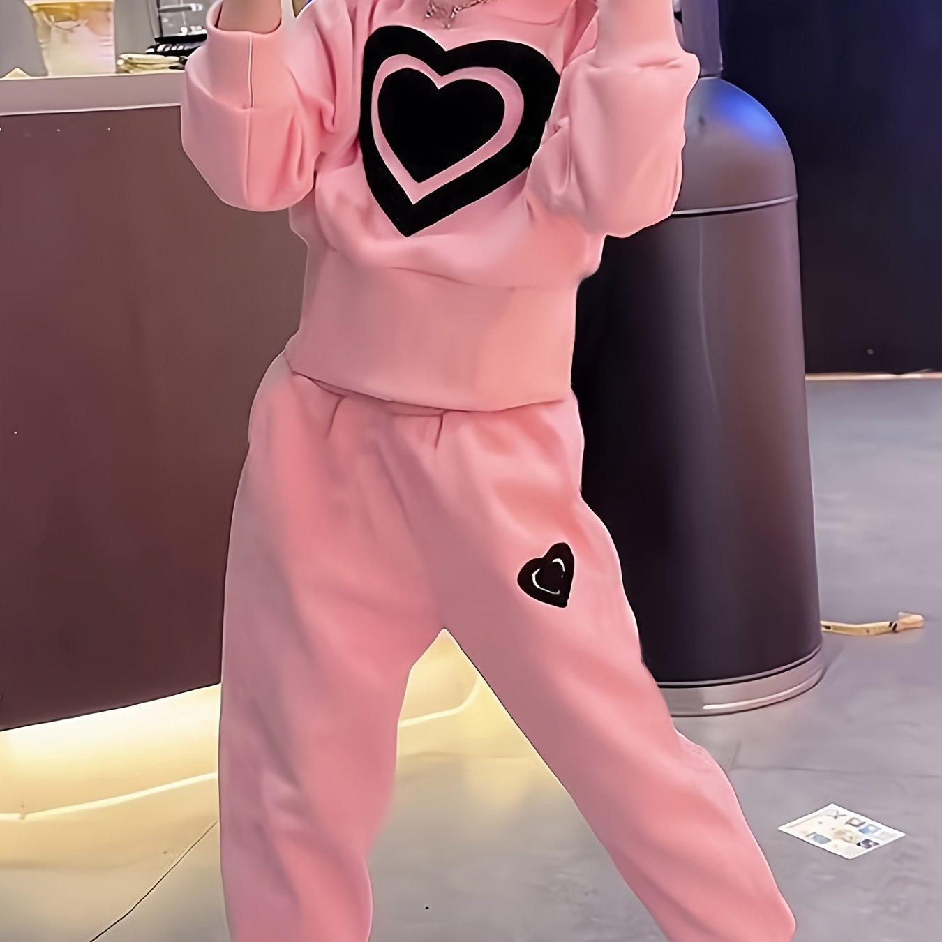 Girls Autumn Clothes 2025 Heart Pattern Knit Two-Piece Set for Kids