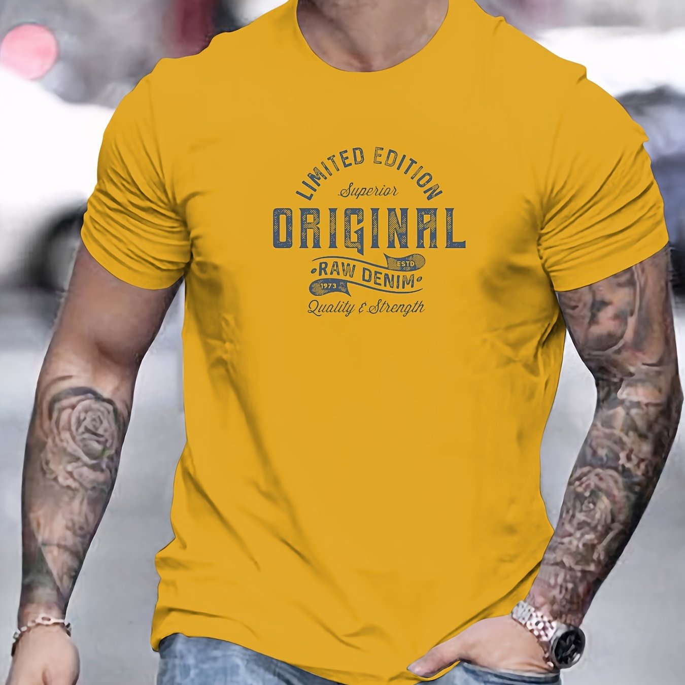 Men's Cotton Crew Neck T-Shirt Solid Color Regular Fit Summer Knit Fabric