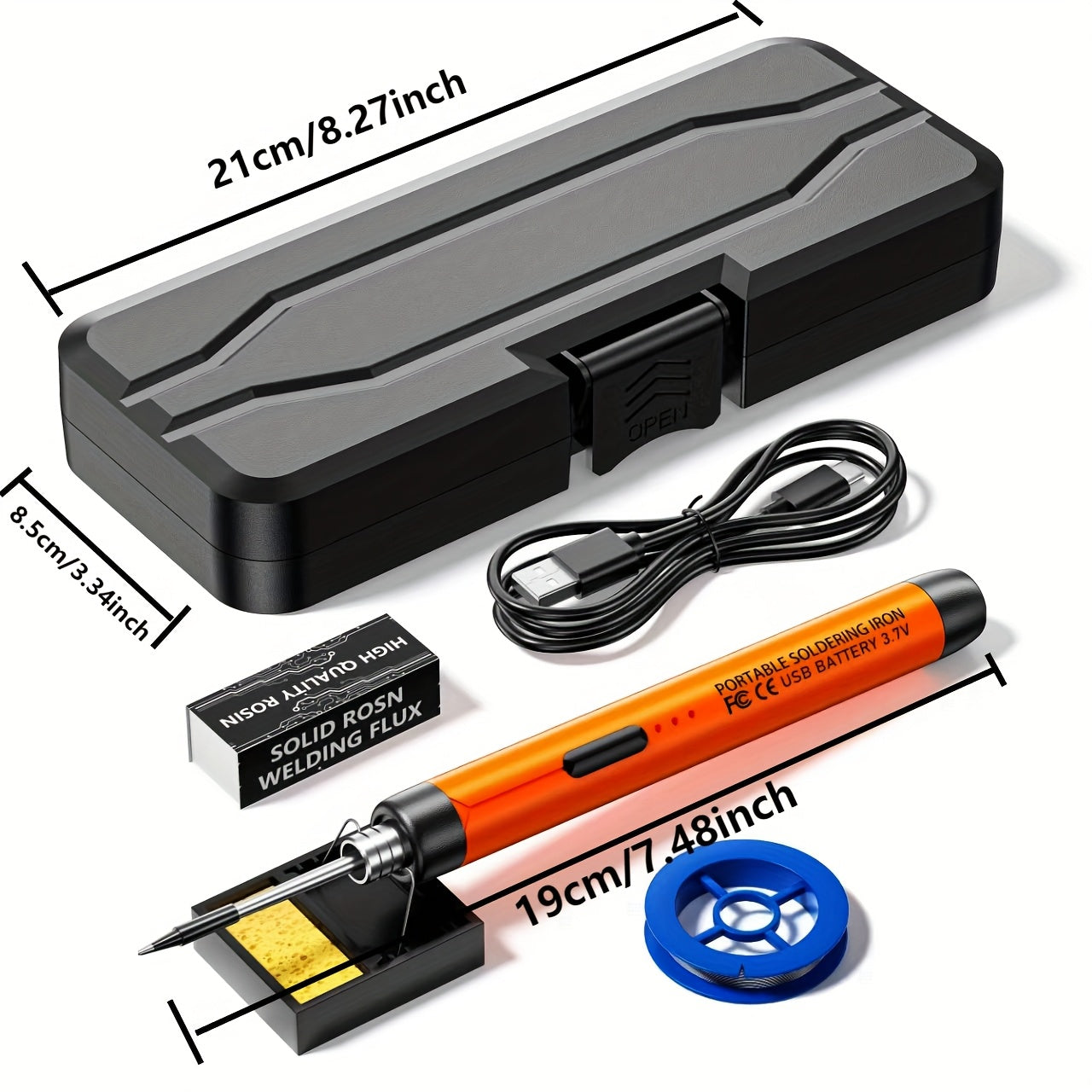 USB and Battery Powered Soldering Iron with Adjustable Temperature and Accessories