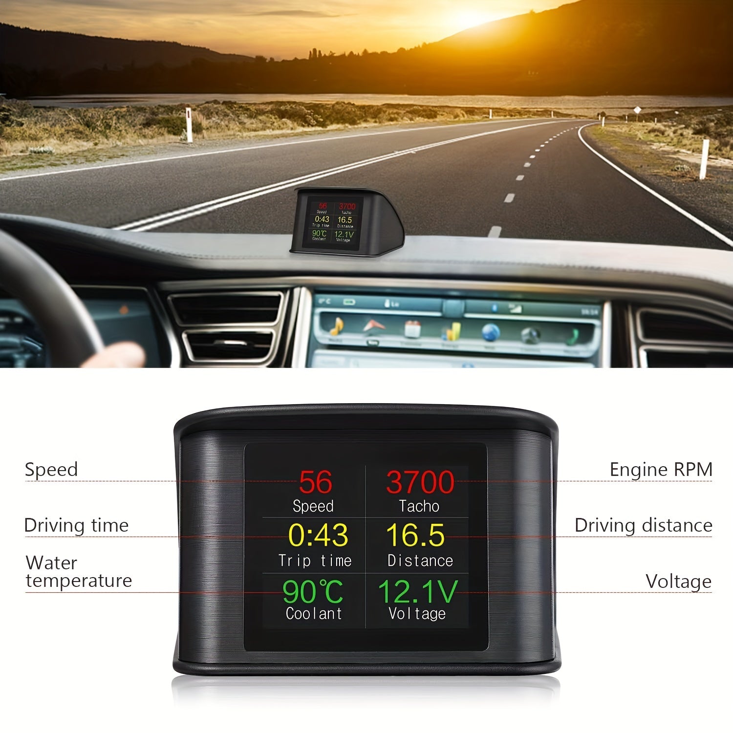 Universal Car HUD Speedometer Display OBD Digital Overspeed Alarm